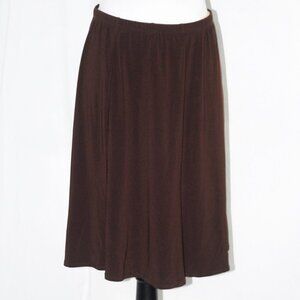 B-slim Womens XL Skorts Brown Midi Skirt with Built in Shorts Elastic Waist EUC